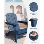 Folding Adirondack Chairs Set of 4 with 2 Side Tables, Modern Outdoor HDPE Chairs for Patio, Deck Balcony Backyard Lawn