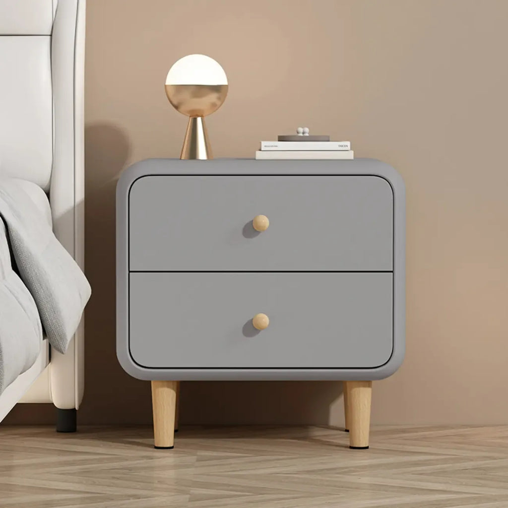 Modern Small Wood 2 Drawer Nightstand with Legs