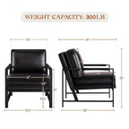Yaheetech Set of 2 Retro Upholstered Lounge Arm Chairs with Metal Arms, Removable Seat & Back Cushion