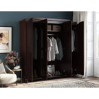 Palace Imports 100% Solid Wood Kyle 4-Door Wardrobe Armoire with Solid Wood or Mirrored Doors