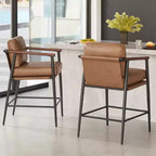 Spruce&Spring Modern Counter Stools with Arm & Metal Frame Set of 2