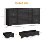 12 Drawers Dresser for Bedroom Wooden, Modern Wide TV Stand Dressers for 65 Inch TV, Wood Chest of Drawers, Farmhouse Clothes Storage for Living Room