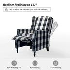 Mid-Century Modern Manual Pushback Recliner with Wingback Design