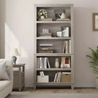 GustoWave 71 Tall Bookcase w/Adjustable Shelves 31.5in Width Wooden Bookshelf 5 Tier Farmhouse Bookshelves Vintage Bookcase