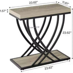 Side Table, 2-Tier Narrow End Table for Living Room, Industrial Bedside Tables with Metal Frame for Bedroom, Sofa Couch, Small Spaces, Grey