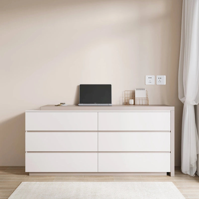 97.63  Modern Home Office Expandable Dresser Desk Combo with 6 Drawers