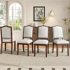 Set of 4 Farmhouse Dining Chairs with High Backs and Upholstered Seating