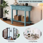 Okak Elegant Console Table with Smooth Glaze, Entry Table with Curved Design and 2 Drawers, Accent Table for Living Room, Hallway