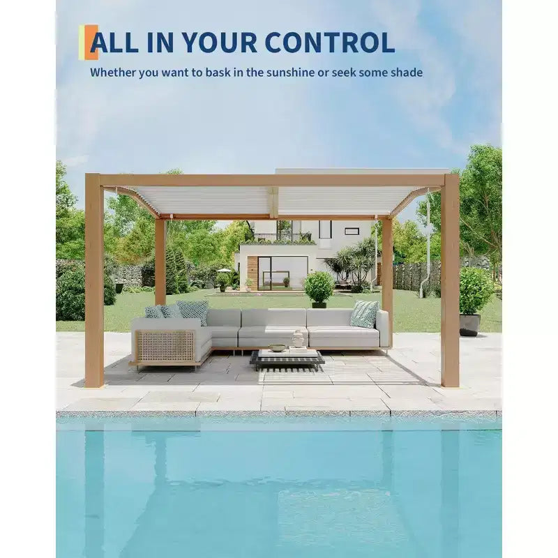 11x13 Outdoor Pergolas with Adjustable Louvered Roof, Reinforced Aluminum Frame, Outdoor Gazebo for Deck Patio Backyard Garden