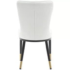 Bekrvio Dining Room Chairs Set of 6, Modern Upholstered Faux Leather Seat with High Back, Metal Legs, Armless Kitchen Chairs for Living Dinning Room