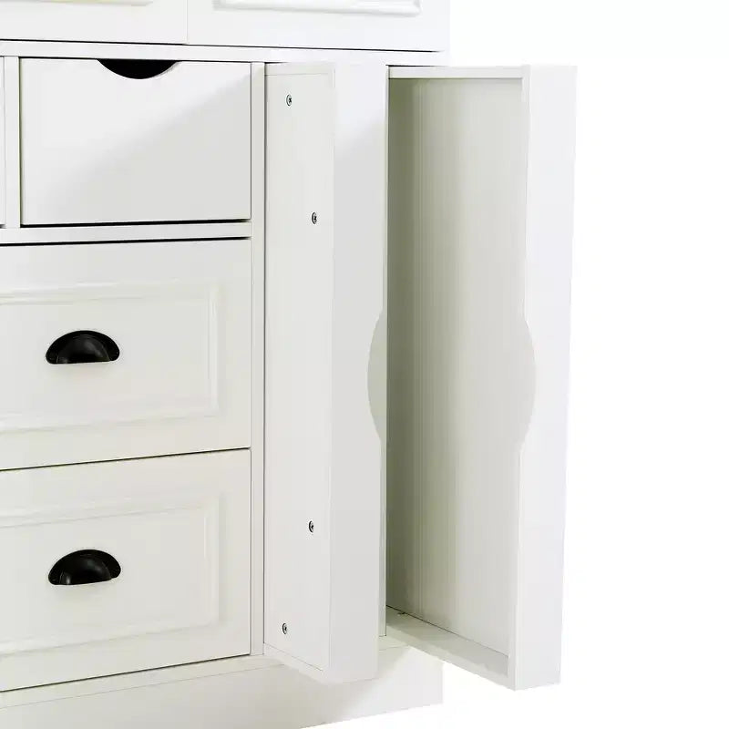 Whisen 71 Tall Freestanding Kitchen Pantry, Large Dining Storage Cabinet Cupboard Sideboards With 4 Foldable Doors, Shelves, Wine Racks