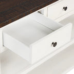 Modern Solid Pine Wood Top Console Table with 3 Drawers and 2 Shelves