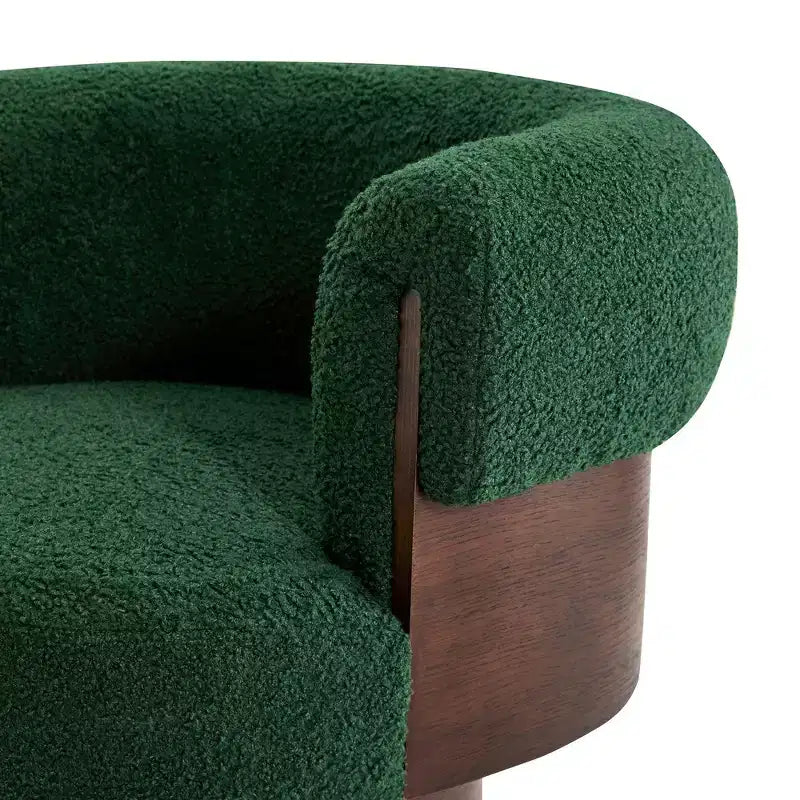 Whisen 360 Swivel Barrel Chair with Sculptural Bentwood Design, Solid Wood Frame, 32 Wide, Versatile for Living Room and Bedroom