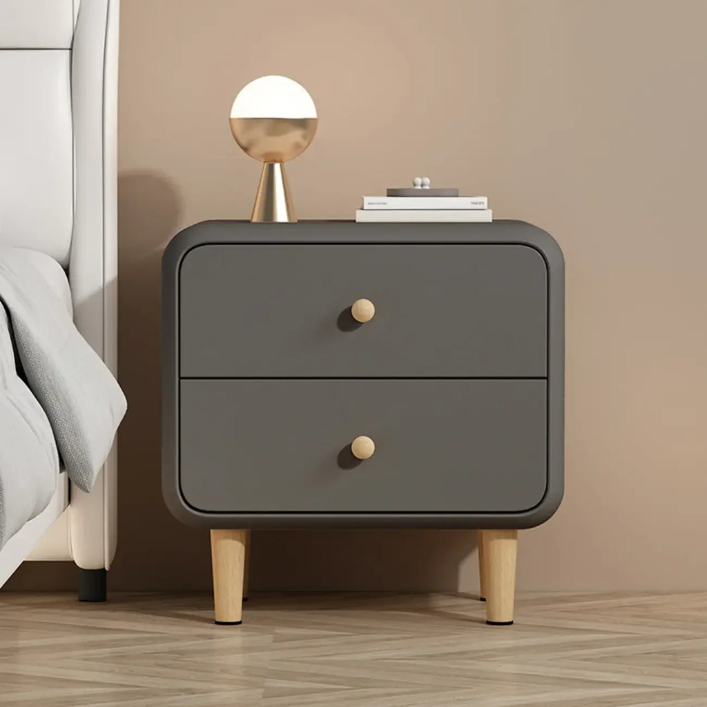 Modern Small Wood 2 Drawer Nightstand with Legs