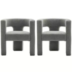 Set of 2 28 Wide Boucle Upholstered Square Armchair - Kinwell