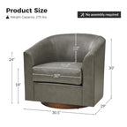Haley Modern Swivel Barrel Faux Leather Chair with Solid Wood Base Set of 2 by HULALA HOME