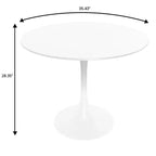LeisureMod Bristol 5-Piece Dining Set Round Dining Table, 4 Plastic Dining Chairs White Legs