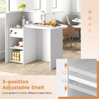 Costway Front Reception Counter Desk Checkout Office Desk with Open Shelf & Lockable Drawer White/Brown/Black