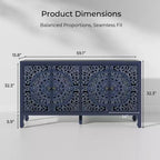 Buffet Cabinet with Storage, Distressed Storage Cabinet with 4 Carved Doors and Adjustable Shelf, Wooden Accent Sideboard Buffet Cabinets