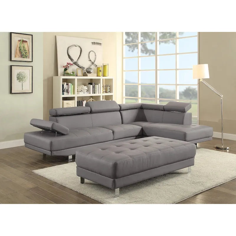 Riveredge 109 in. W 2-piece Faux Leather L Shape Sectional Sofa - 76L x 109W x 28H