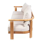 ModernLuxe 3pcs Patio Sofa Set Outdoor Conversation Chat Set Weather-resistant Garden Seating Group with Soft Cushions&Club Chairs, Beige&Teak