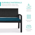 Best Choice Products 2-Person Outdoor Wicker Bench Garden Patio Porch Furniture w/ 700lb Capacity, Cushion