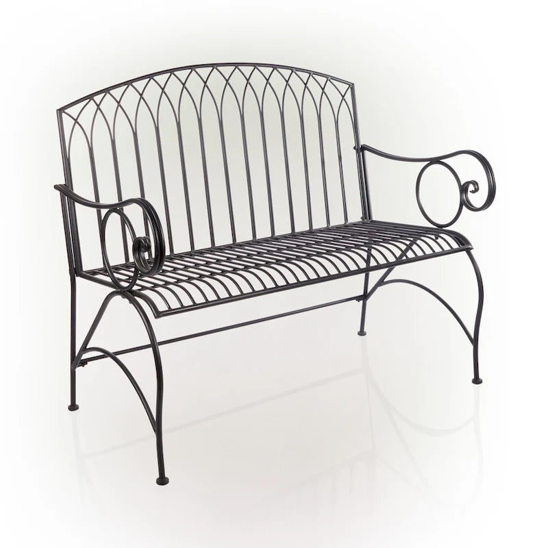 Alpine Corporation 44L Indoor/Outdoor 2-Person Classic Metal Garden Bench