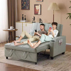 Upholstered Cats Claw Leather Convertible Reclining Sleeper Sofa Bed With Cushions For Small Spaces