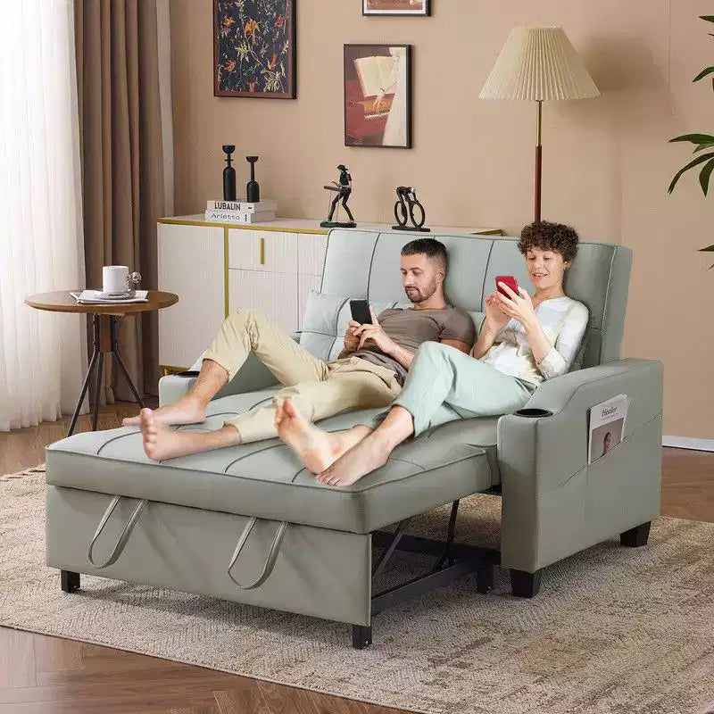 Upholstered Cats Claw Leather Convertible Reclining Sleeper Sofa Bed With Cushions For Small Spaces