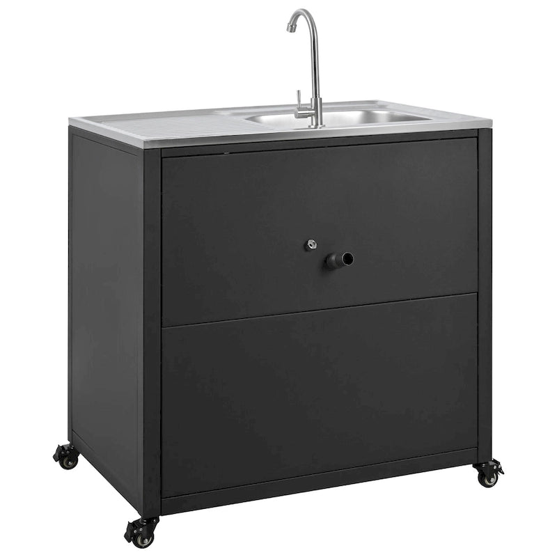 Outdoor Movable Kitchen Sink Patio Modular Kitchen Sink Station with Cabinet