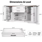 Zeus & Ruta 63 Farmhouse Storage Cabinet with Barn Door, 2 Drawers, Adjustable Shelves, Coffee Bar Buffet for Kitchen, Entryway, Dining Room