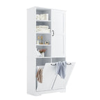 Bathroom Storage Cabinet with Drawers, Tilt-Out Laundry Hamper, Multiple Storage Space, Open Shelve, Adjustable Shelf