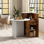 Costway Front Reception Counter Desk Checkout Office Desk with Open Shelf & Lockable Drawer White/Brown/Black