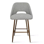 Set of 3 Mid-Century Modern Counter Height Bar Stools, 26 Upholstered Kitchen Island Chairs with Walnut Finish Metal Legs - Panipeachy