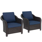 UPTIOT 2-person Outdoor Rattan Armchairs With Cushions