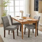 Parsons Button Tufted Dining Chairs Set of 6 / 4 - Upholstered Fabric Kitchen Chairs with Wood Legs & Padded Seats - Living Room Kitchen Furniture