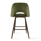 Set of 3 Mid-Century Modern Counter Height Bar Stools, 26 Upholstered Kitchen Island Chairs with Walnut Finish Metal Legs - Panipeachy