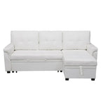 Convertible Reversible Sectional Sofa with Pull-Out Sleeper Bed, Hidden Storage Chaise, and Durable Legs