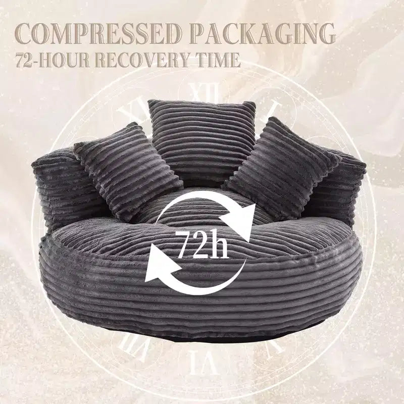 Bean Bag Sofa for Adults Kids, Oversized Corduroy Bean Bag Chair with 3 Pillows & Armrest for Living Room Bedroom - ModernLuxe