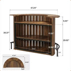 Arc-Shaped 4-Tier Storage Mini Bar Table, Modern Rustic Home Bar Cabinet with Footrest & MDF Construction