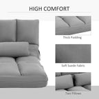 Convertible Floor Sofa Chair, Folding Couch Bed, Guest Chaise Lounge with 2 Pillows, Adjustable Backrest and Headrest, 51.25 L