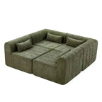 145.5 Modern Convertible Sectional Sofa, Upholstered 4-Seater Sectional Sofa with Compressed Sponge, Living Room L-Shaped Sofa-Panipeachy