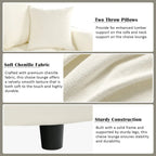 Chenille Chaise Lounge Sofa Bed, Upholstered Sofa Couch with Tufted Backrest and 2 Detachable Pillows for Living Room