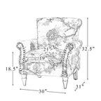 Araceli Traditional Wooden Upholstered Floral Armchair with Wingback and Nailhead Trim| ART OF LIVING DESIGNS