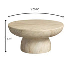 LeisureMod Lunexa Round Coffee Table  Fiberstone Pedestal Accent Table for Indoor or Outdoor Use, Sculpted Design with Anti-Slip Foot Pads