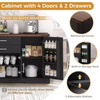 Zeus & Ruta 63 Farmhouse Storage Cabinet with Barn Door, 2 Drawers, Adjustable Shelves, Coffee Bar Buffet for Kitchen, Entryway, Dining Room