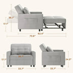 3-in-1 Adjustable Sleeper Sofa Bed, Pull Out Chair Sofa, Convertible Folding Bed for Living Room