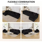 107/ 137 Modular Sectional Cloud Couch,Deep Seat Boneless Couch,Convertible Comfy Floor Sofas with Ottomans and Memory Foam