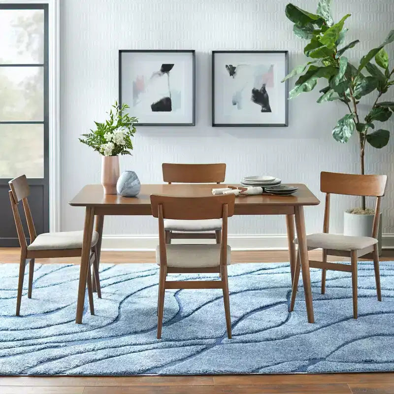 Lifestorey 5pc Newington Mid-Century Modern Rectangular Dining Set Walnut/Mocha