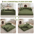 Acekool Convertible Sleeper Sofa Bed Floor Couch with Deep Seat and Corduroy Comfort